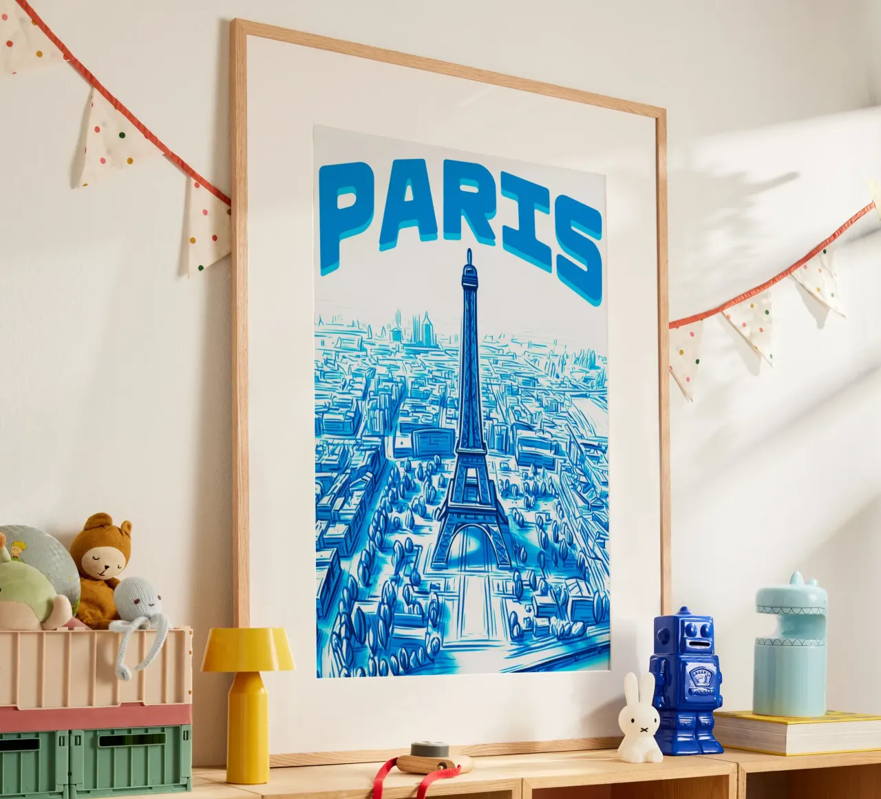 Poster aereo Torre Eiffel Parigi Turchese carta hahnemühle da Une Affaire de Filles