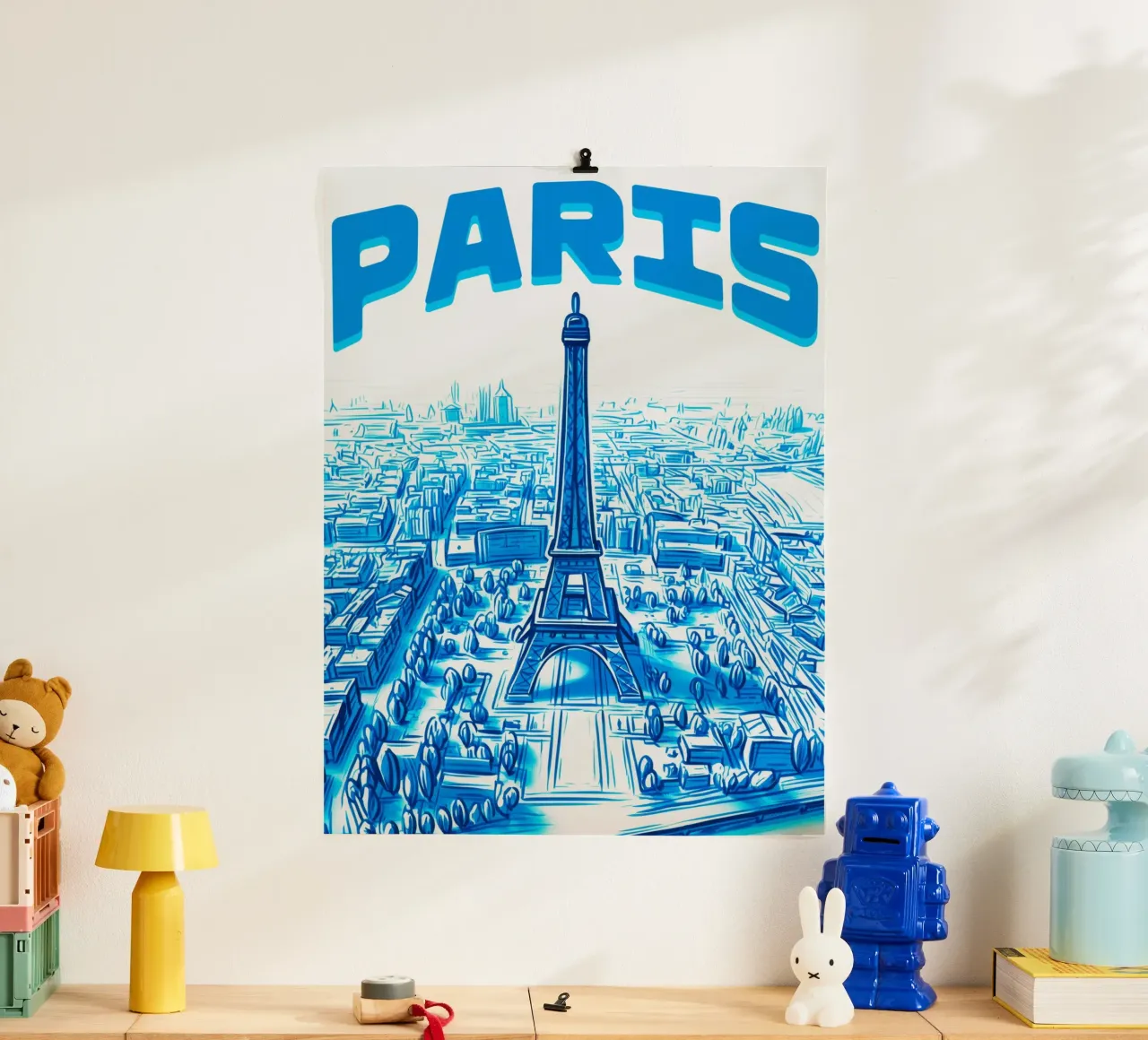 Poster aereo Torre Eiffel Parigi Turchese carta hahnemühle da Une Affaire de Filles