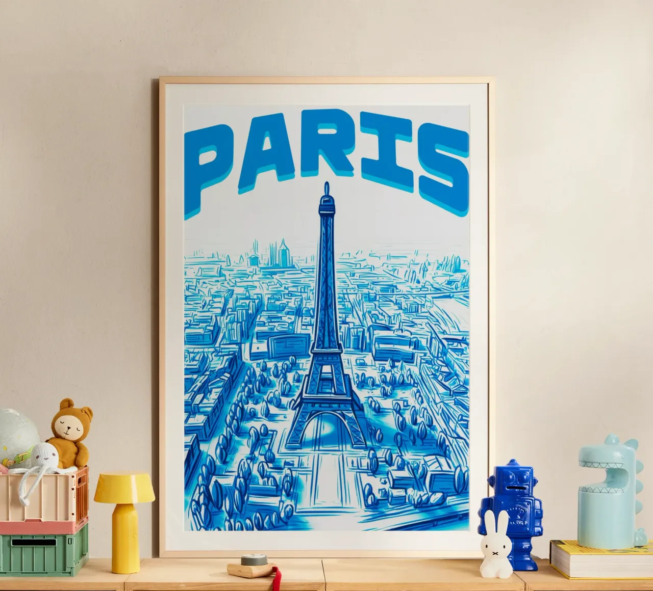 Poster aereo Torre Eiffel Parigi Turchese carta hahnemühle da Une Affaire de Filles