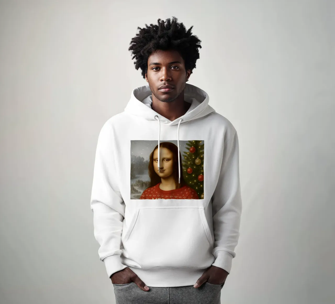 MONA LISA IN MAGLIONE NATALIZIO felpa con cappuccio da ARTOMATIC