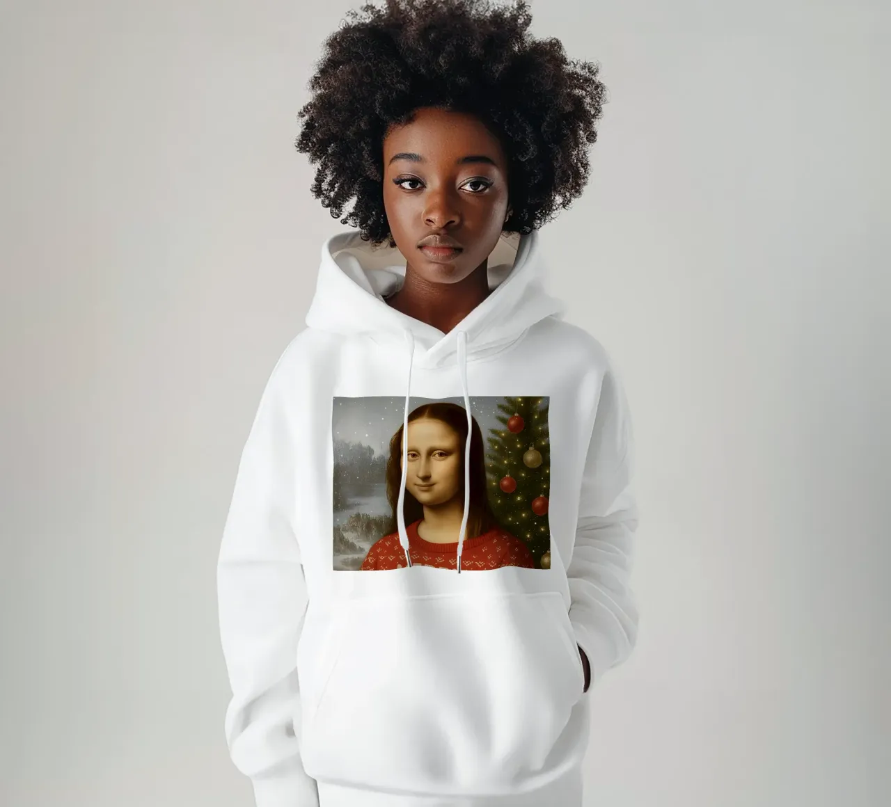 MONA LISA IN MAGLIONE NATALIZIO felpa con cappuccio da ARTOMATIC