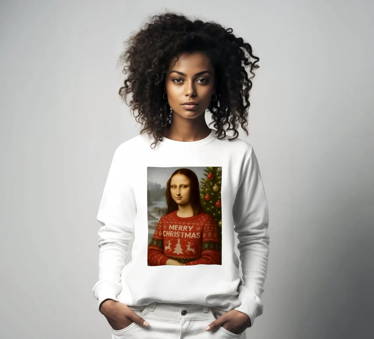 MONA LISA IN MAGLIONE NATALIZIO felpa da ARTOMATIC