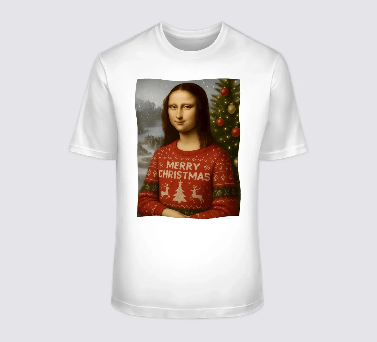 MONA LISA IM WEIHNACHTSPULLI T-Shirt von ARTOMATIC