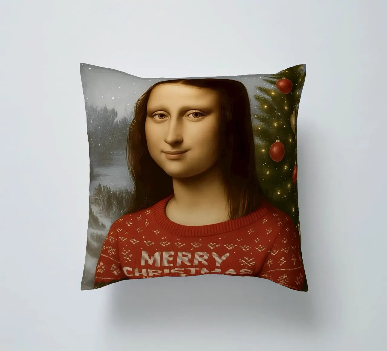 MONA LISA IN MAGLIONE NATALIZIO cuscino da ARTOMATIC