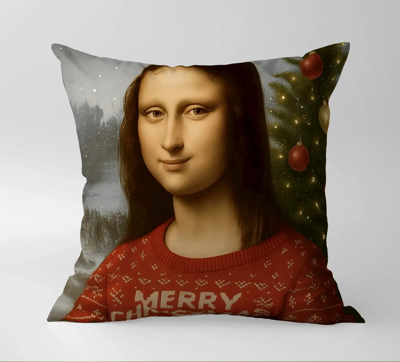 MONA LISA IN MAGLIONE NATALIZIO cuscino da ARTOMATIC