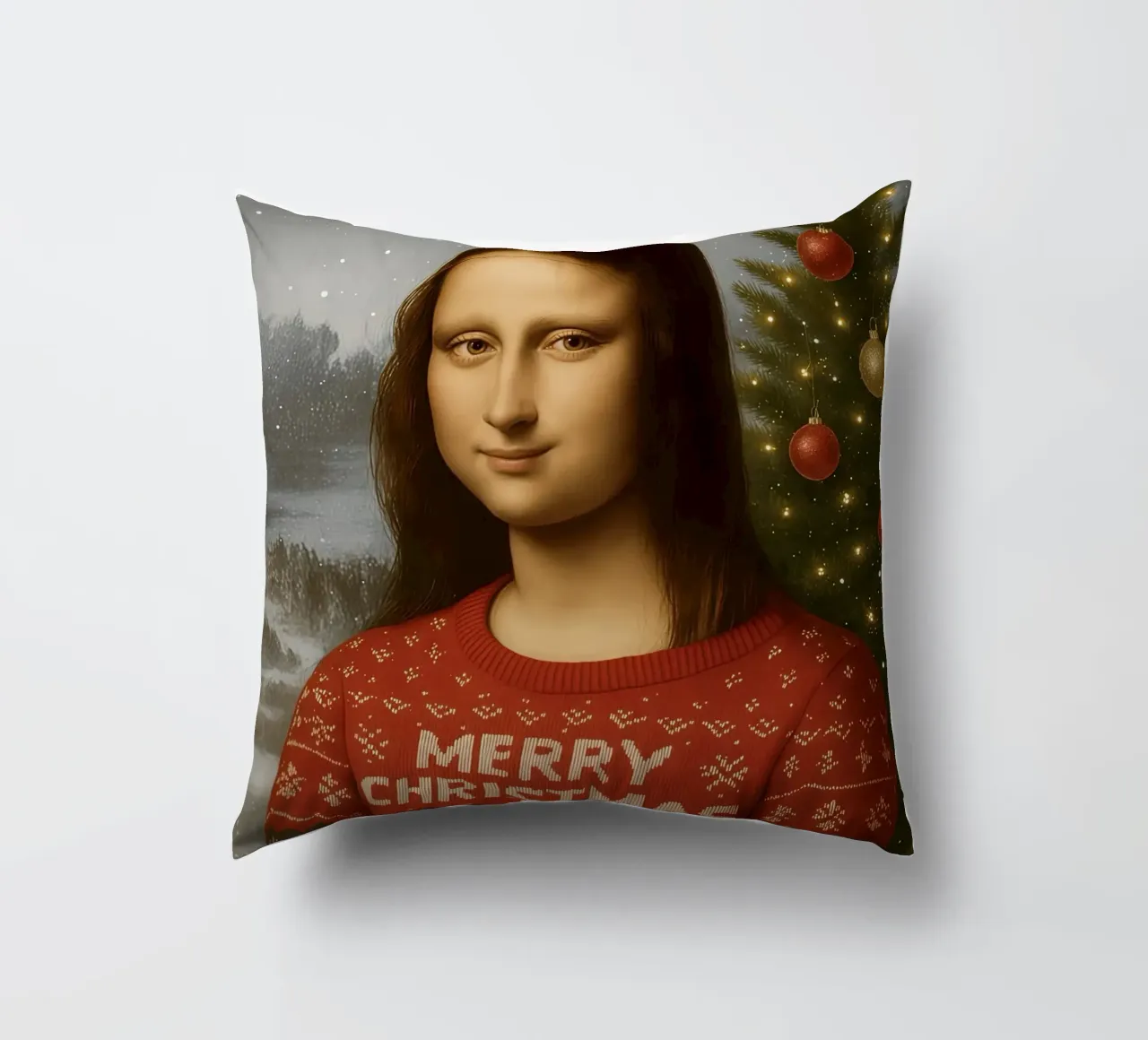 MONA LISA IN MAGLIONE NATALIZIO cuscino da ARTOMATIC