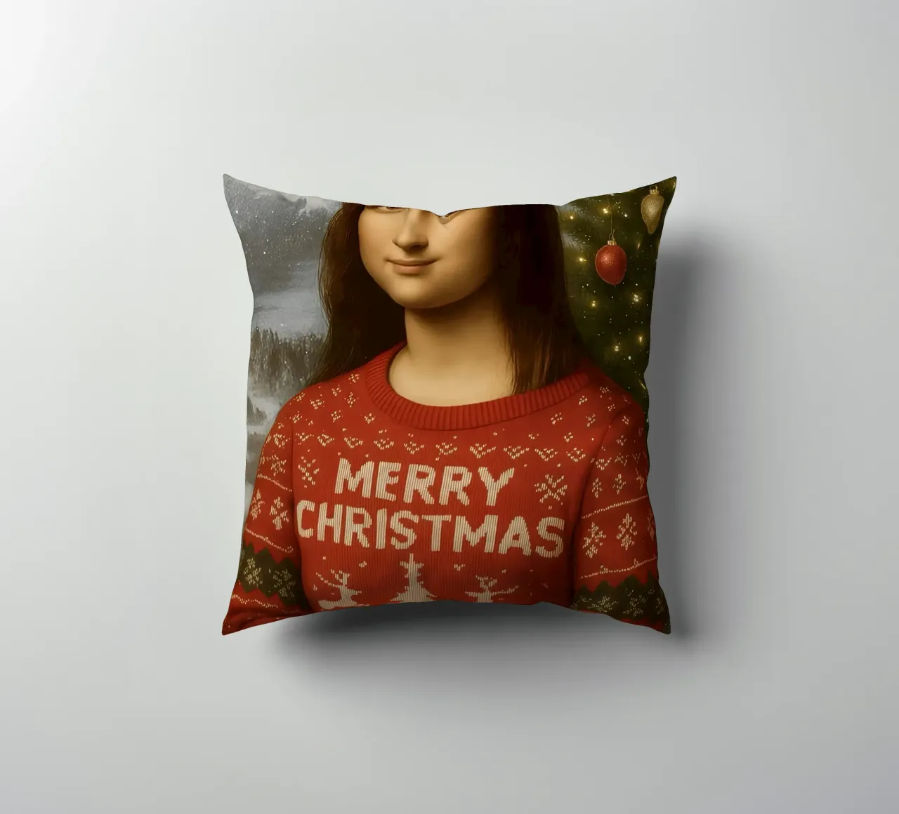 MONA LISA IN MAGLIONE NATALIZIO cuscino da ARTOMATIC