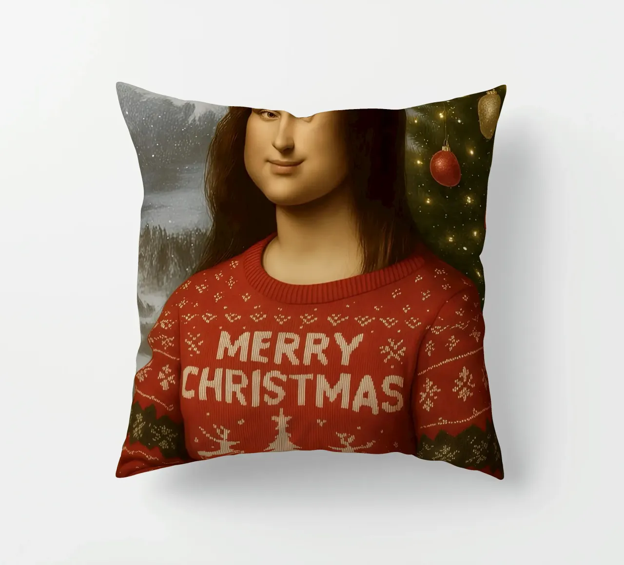 MONA LISA IN MAGLIONE NATALIZIO cuscino da ARTOMATIC