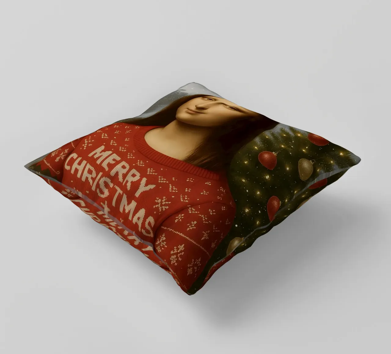 MONA LISA IN MAGLIONE NATALIZIO cuscino da ARTOMATIC
