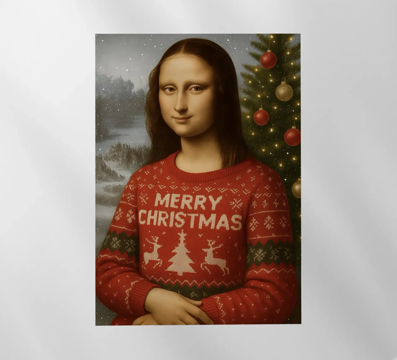 MONA LISA IN MAGLIONE NATALIZIO pellicola backlit da ARTOMATIC