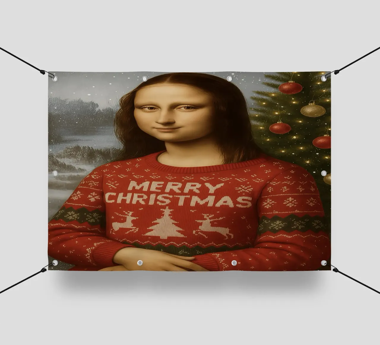 MONA LISA IN MAGLIONE NATALIZIO telo in pvc da ARTOMATIC