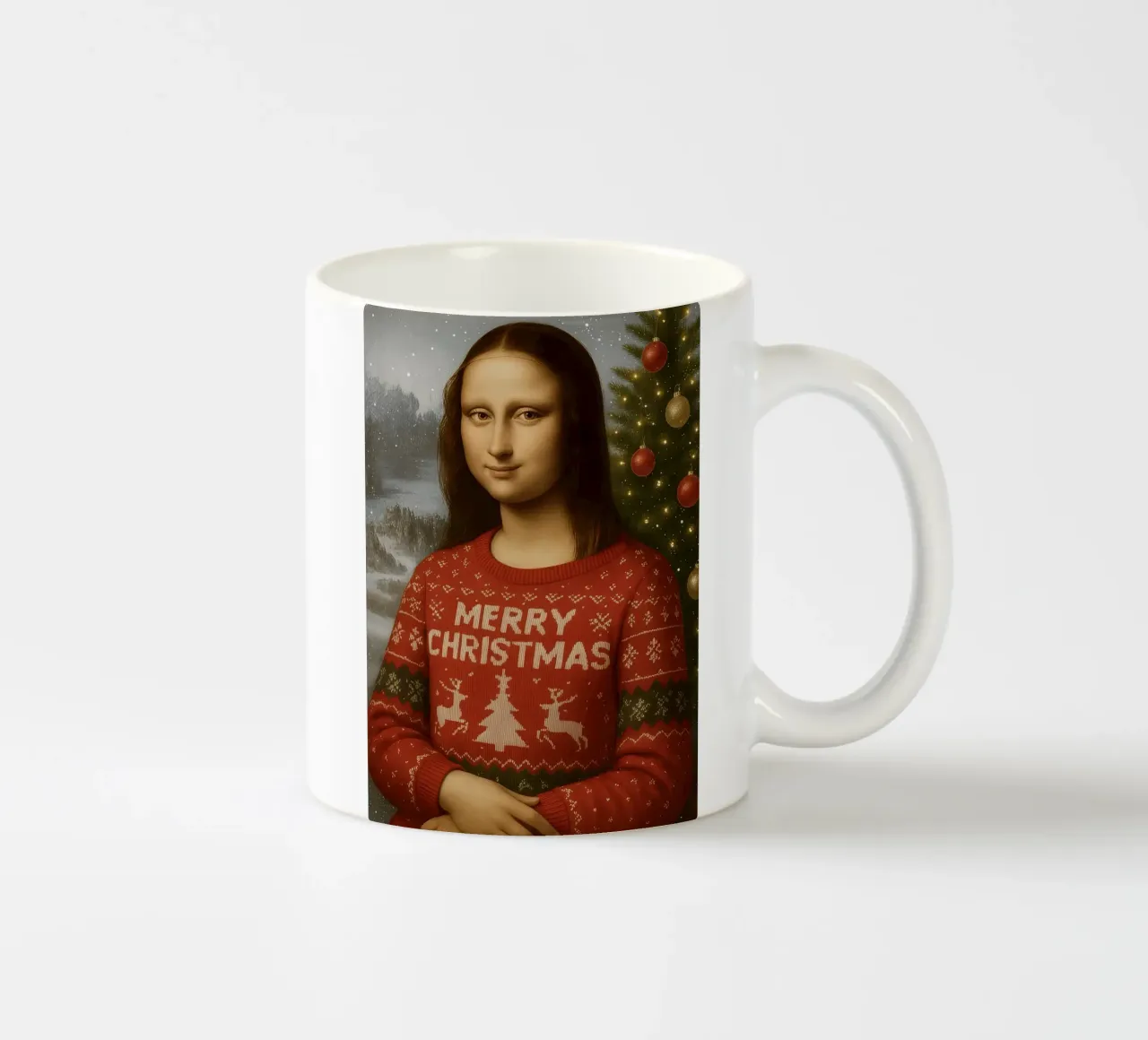 MONA LISA IN MAGLIONE NATALIZIO tazza in ceramica da ARTOMATIC