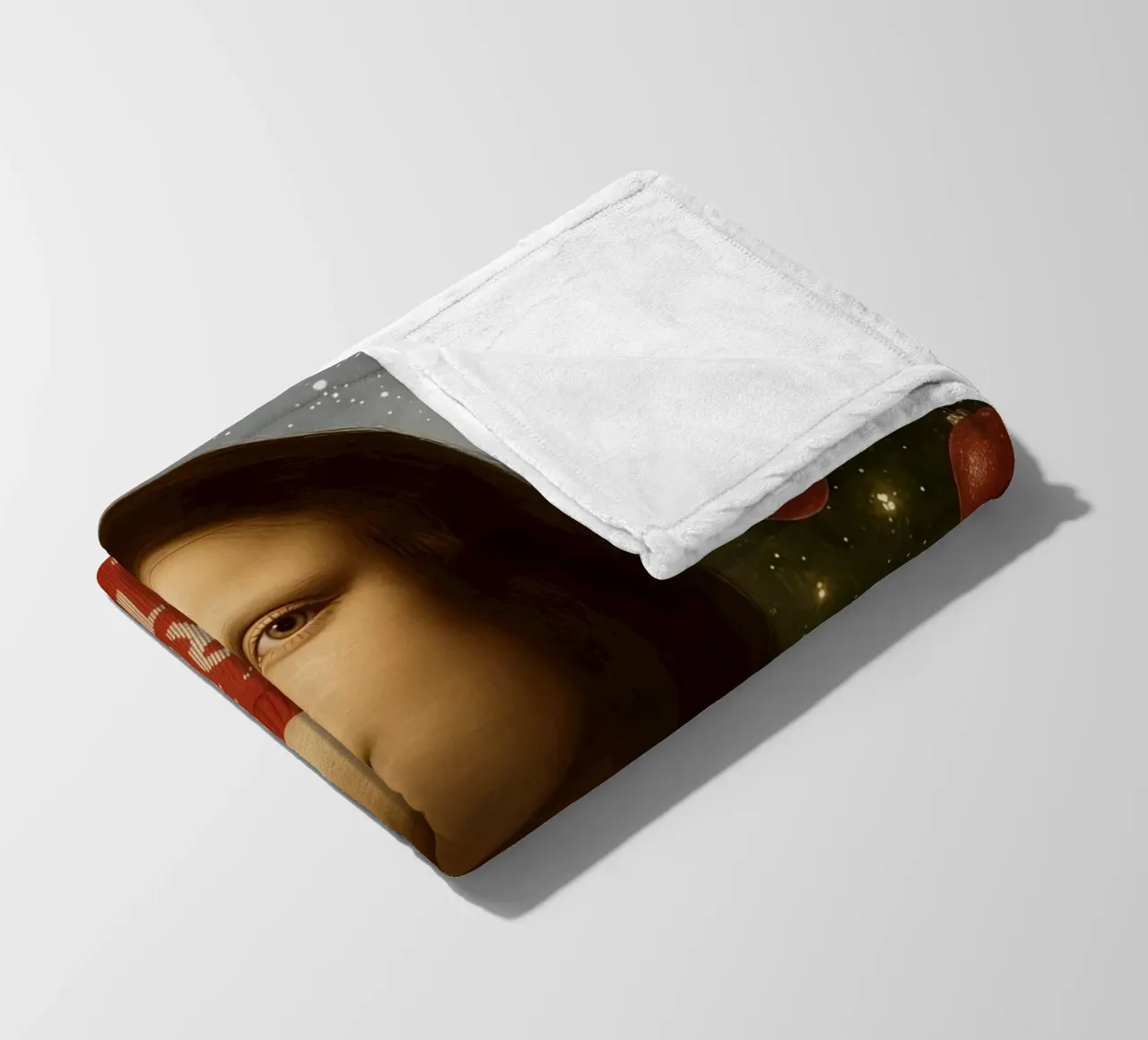 MONA LISA IM WEIHNACHTSPULLI Fleecedecke von ARTOMATIC