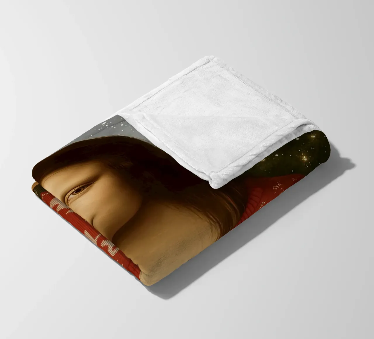 MONA LISA IM WEIHNACHTSPULLI Fleecedecke von ARTOMATIC