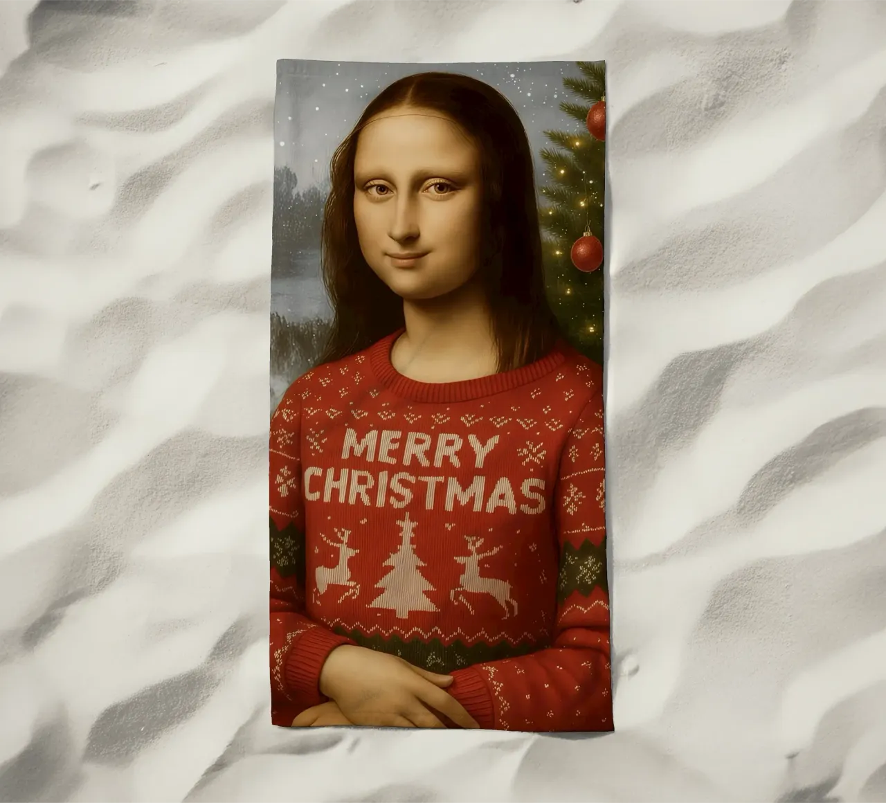 MONA LISA IN MAGLIONE NATALIZIO telo mare da ARTOMATIC