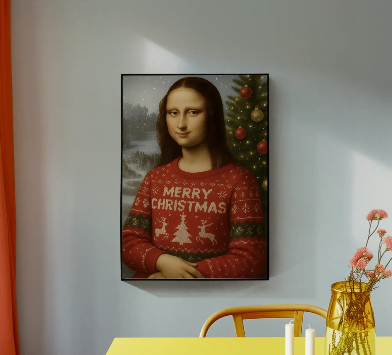 MONA LISA CON JERSEY DE NAVIDAD metacrilato de ARTOMATIC