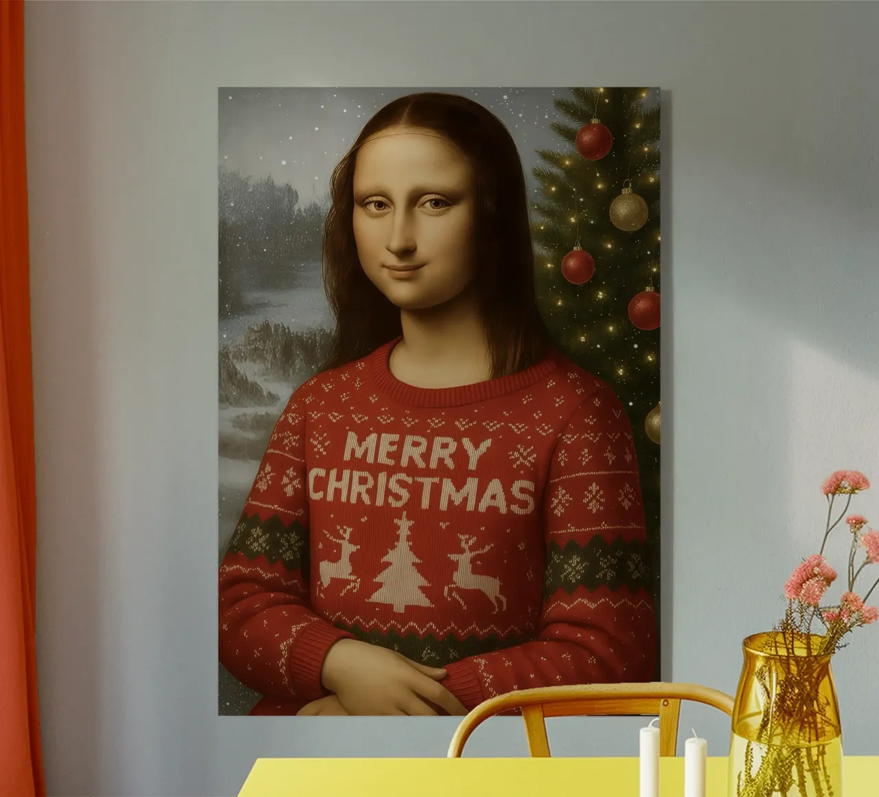 MONA LISA CON JERSEY DE NAVIDAD metacrilato de ARTOMATIC
