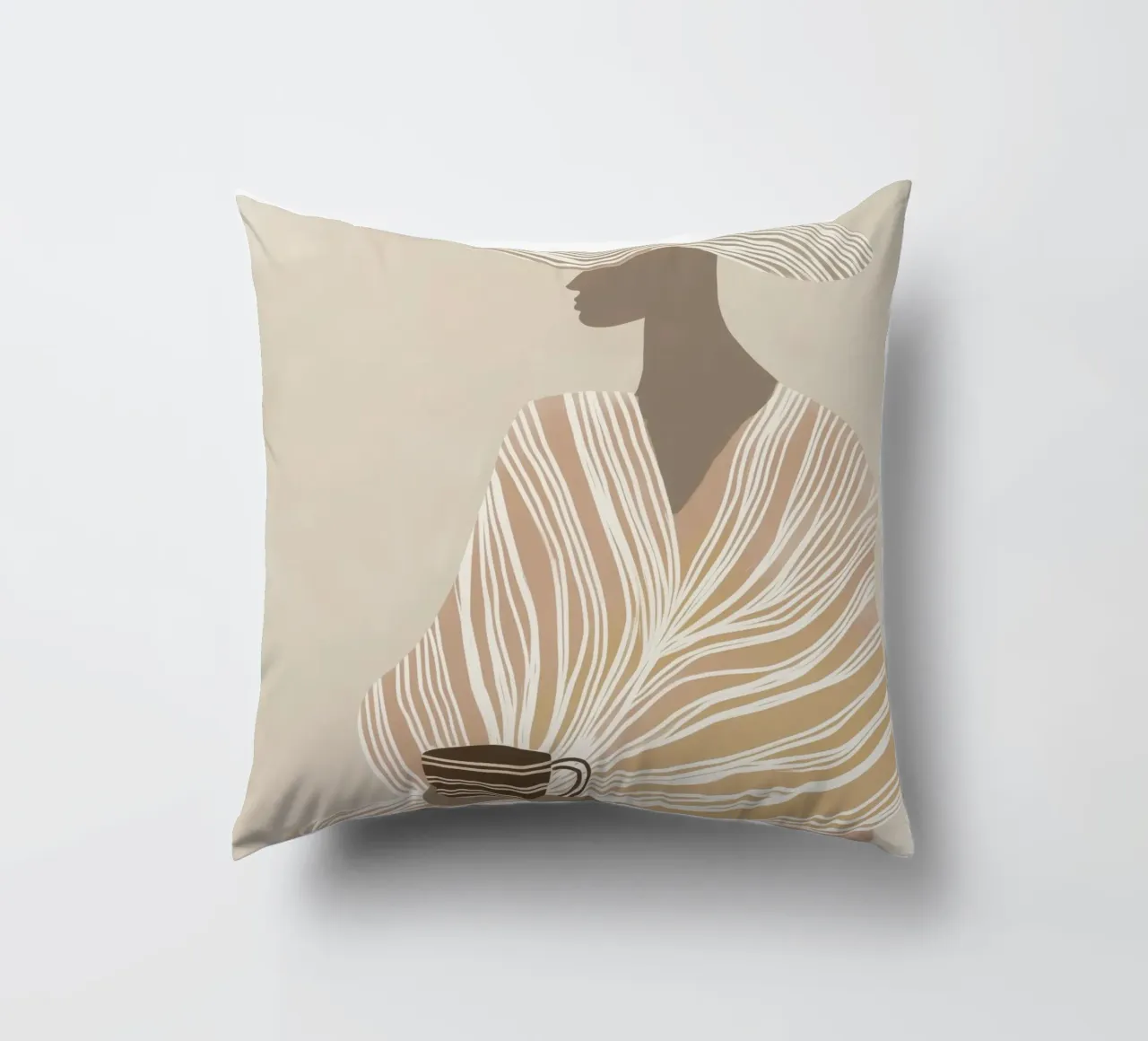 Latte | Lineart in beige e marrone cuscino da Autofocus