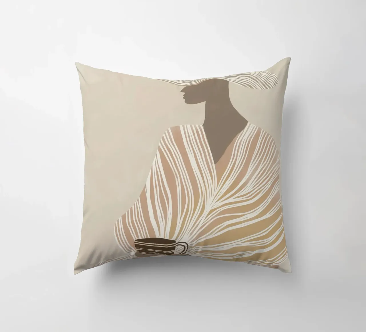 Latte | Lineart in beige e marrone cuscino da Autofocus