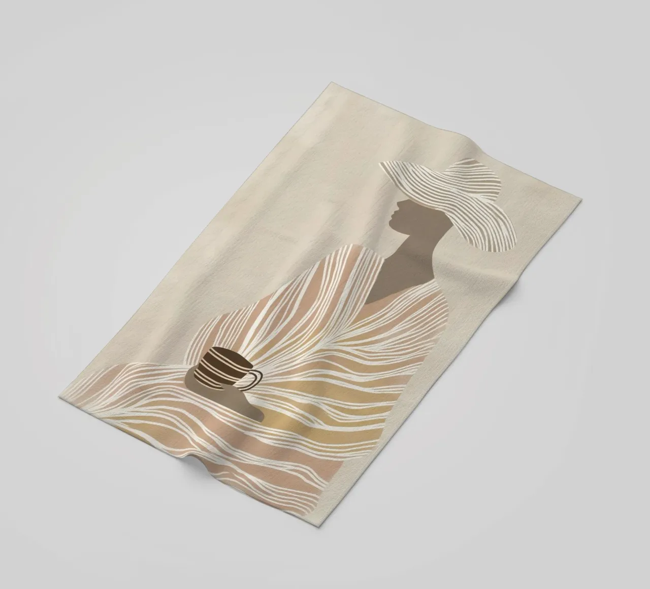 Latte | Lineart in beige e marrone telo mare da Autofocus