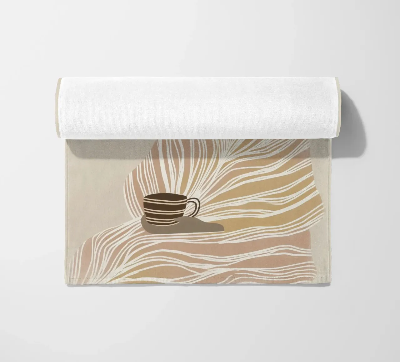 Latte | Lineart in beige e marrone telo mare da Autofocus