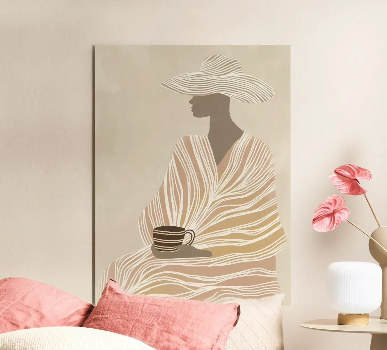 Latte | Lineart in beige e marrone alluminio dibond da Autofocus