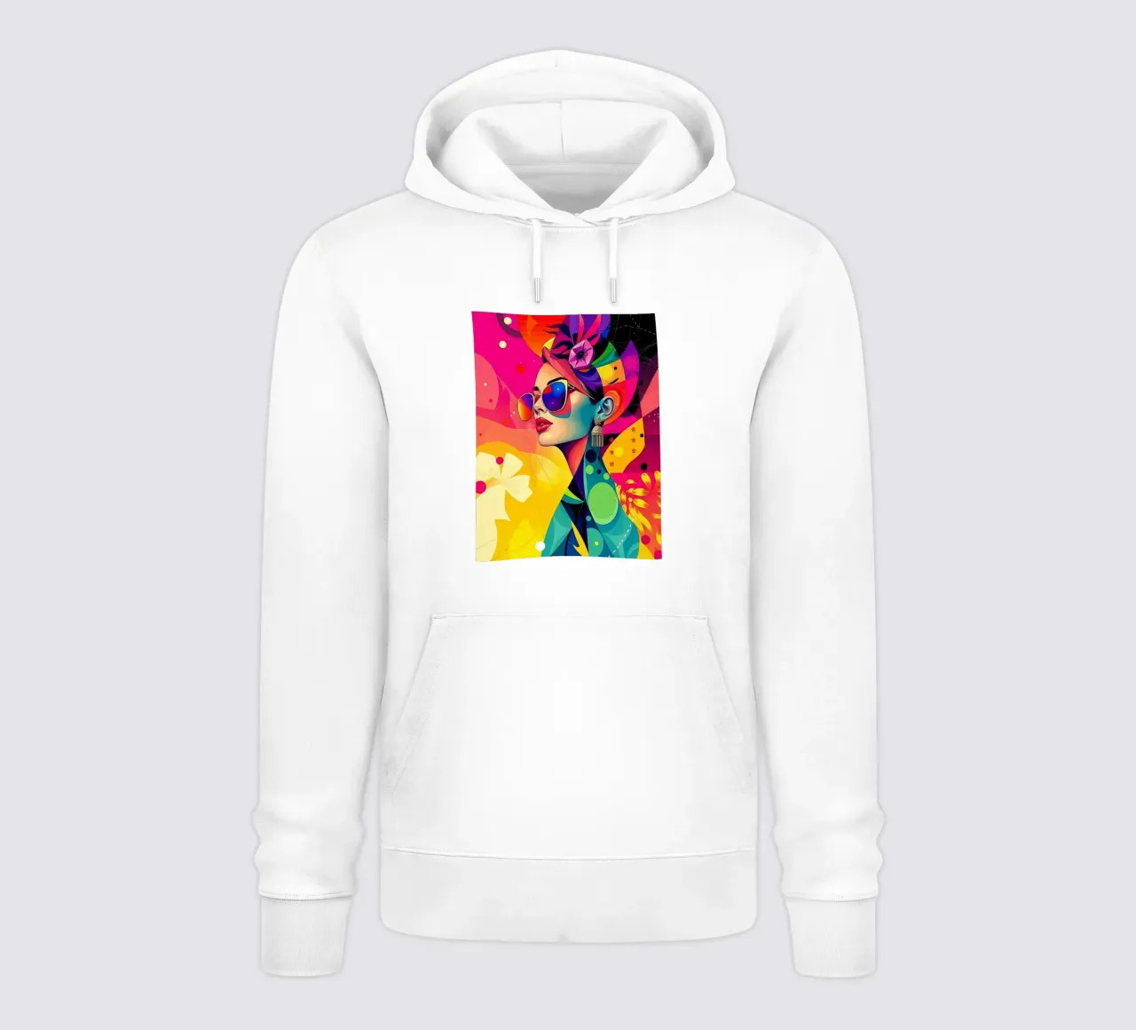 Ritratto colorato di una donna felpa con cappuccio da BenCoStyle