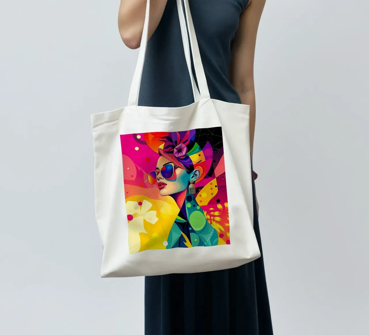 Ritratto colorato di una donna borsa in juta da BenCoStyle