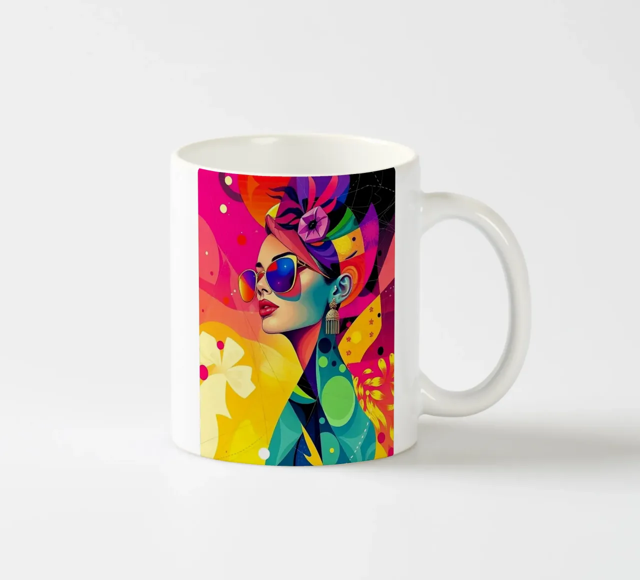 Ritratto colorato di una donna tazza in ceramica da BenCoStyle