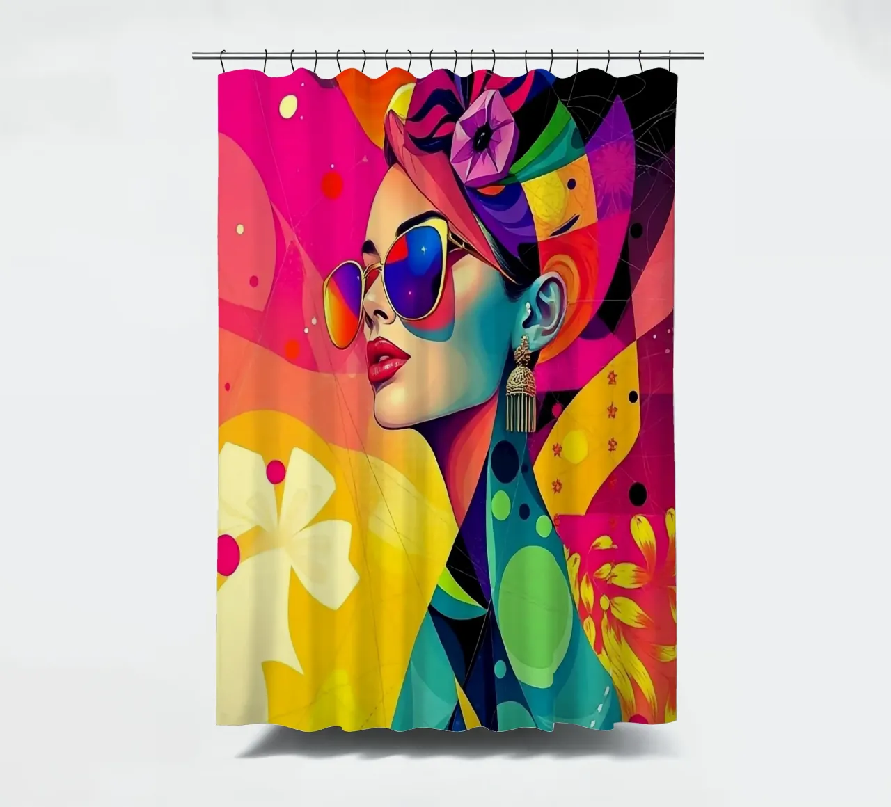 Ritratto colorato di una donna tenda da doccia da BenCoStyle