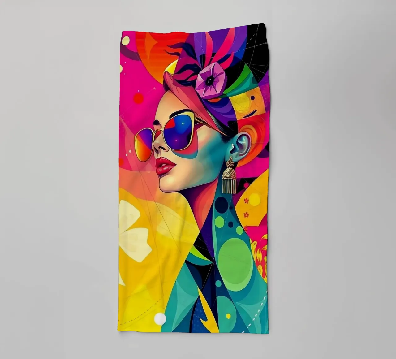 Ritratto colorato di una donna asciugamano da bagno da BenCoStyle