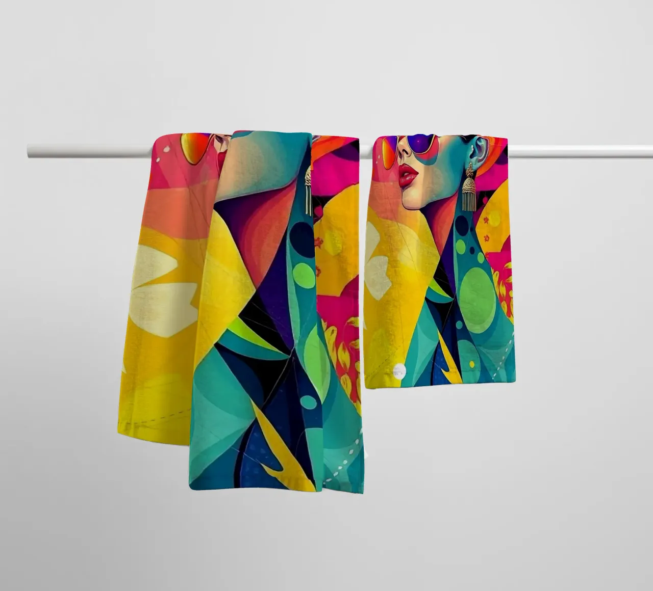 Ritratto colorato di una donna asciugamano da bagno da BenCoStyle