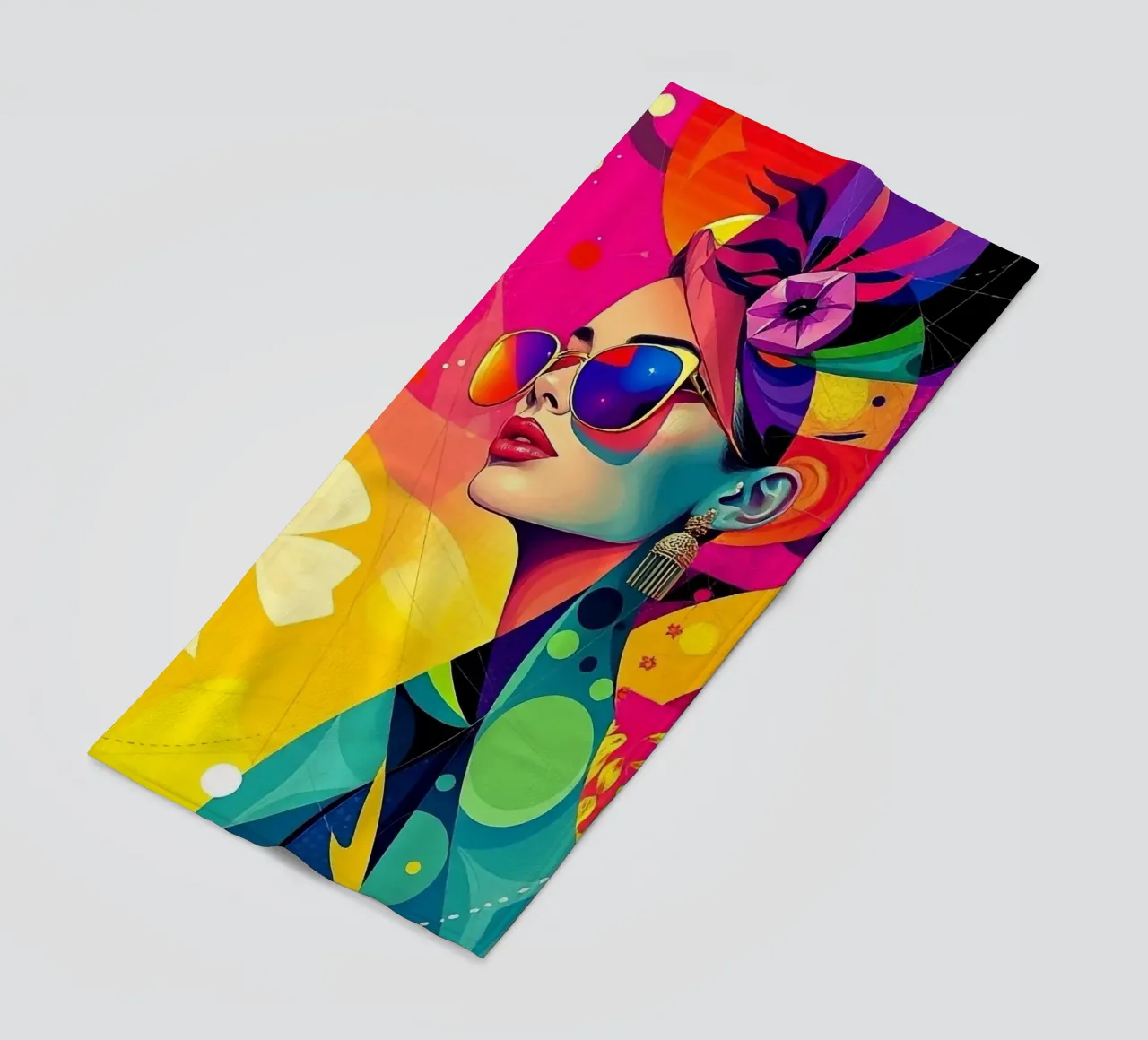 Ritratto colorato di una donna telo mare da BenCoStyle