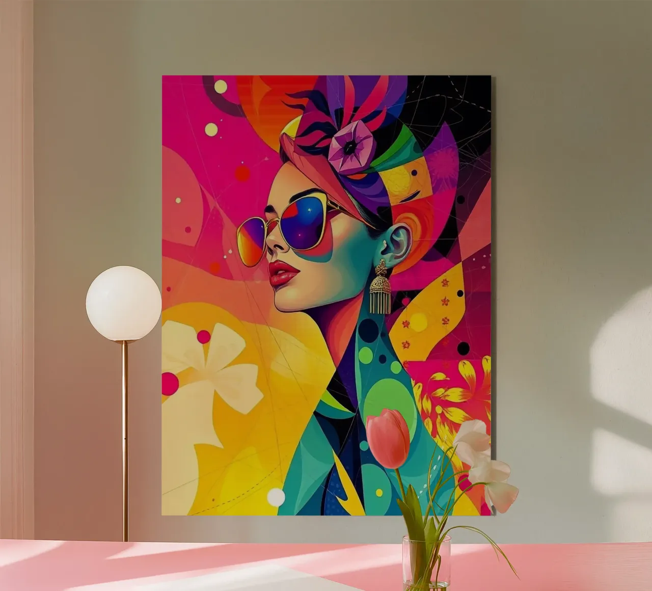 Ritratto colorato di una donna alluminio dibond da BenCoStyle