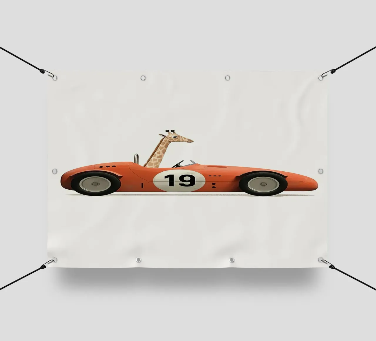 Giraffa in auto giocattolo telo in pvc da Emil Art Studio