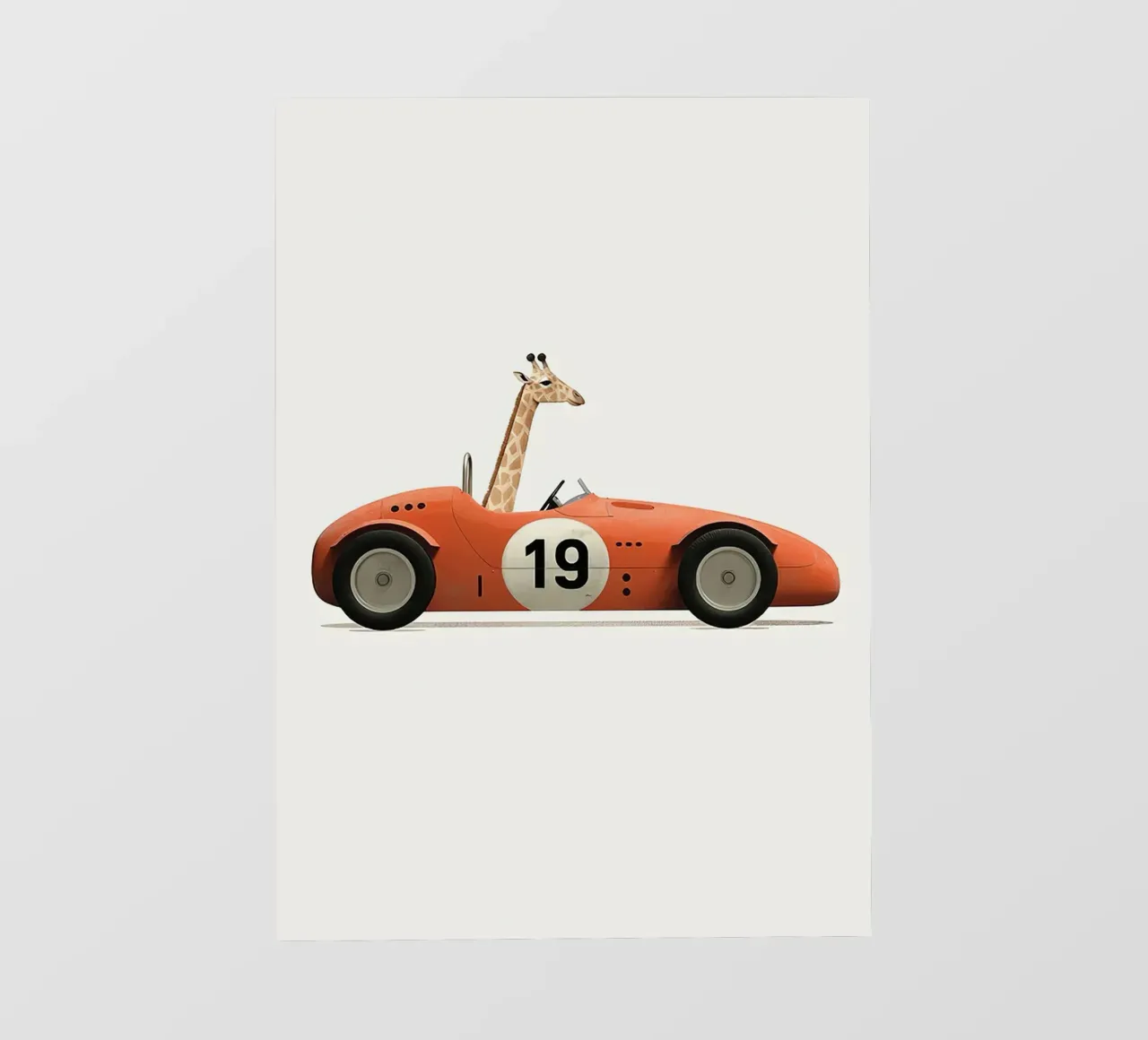 Giraffa in auto giocattolo telo in pvc da Emil Art Studio
