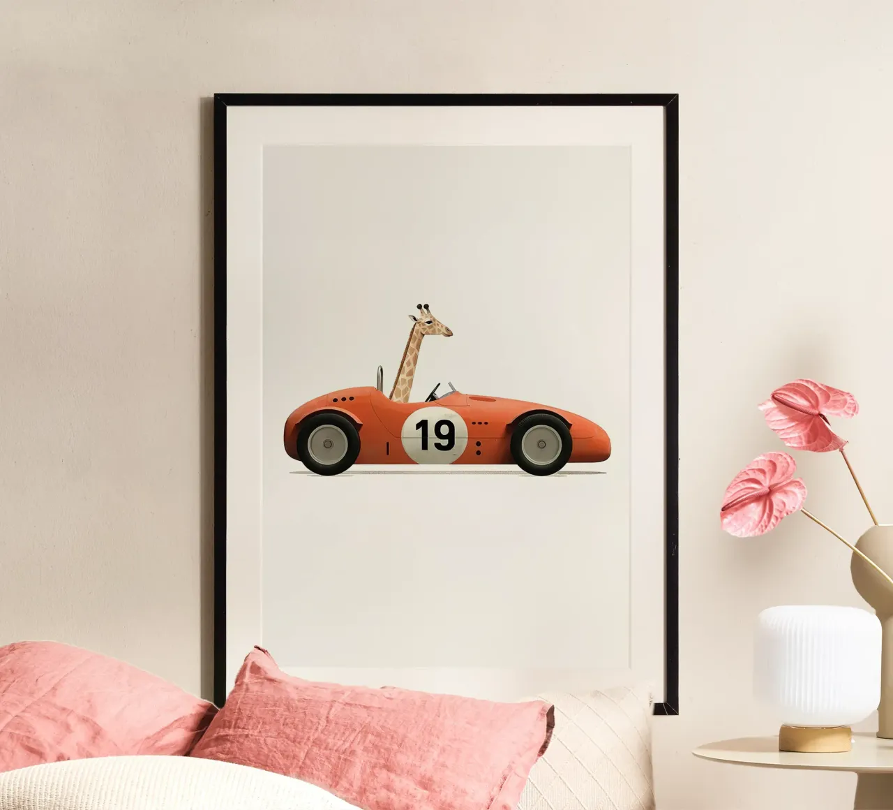 Giraffa in auto giocattolo carta hahnemühle da Emil Art Studio