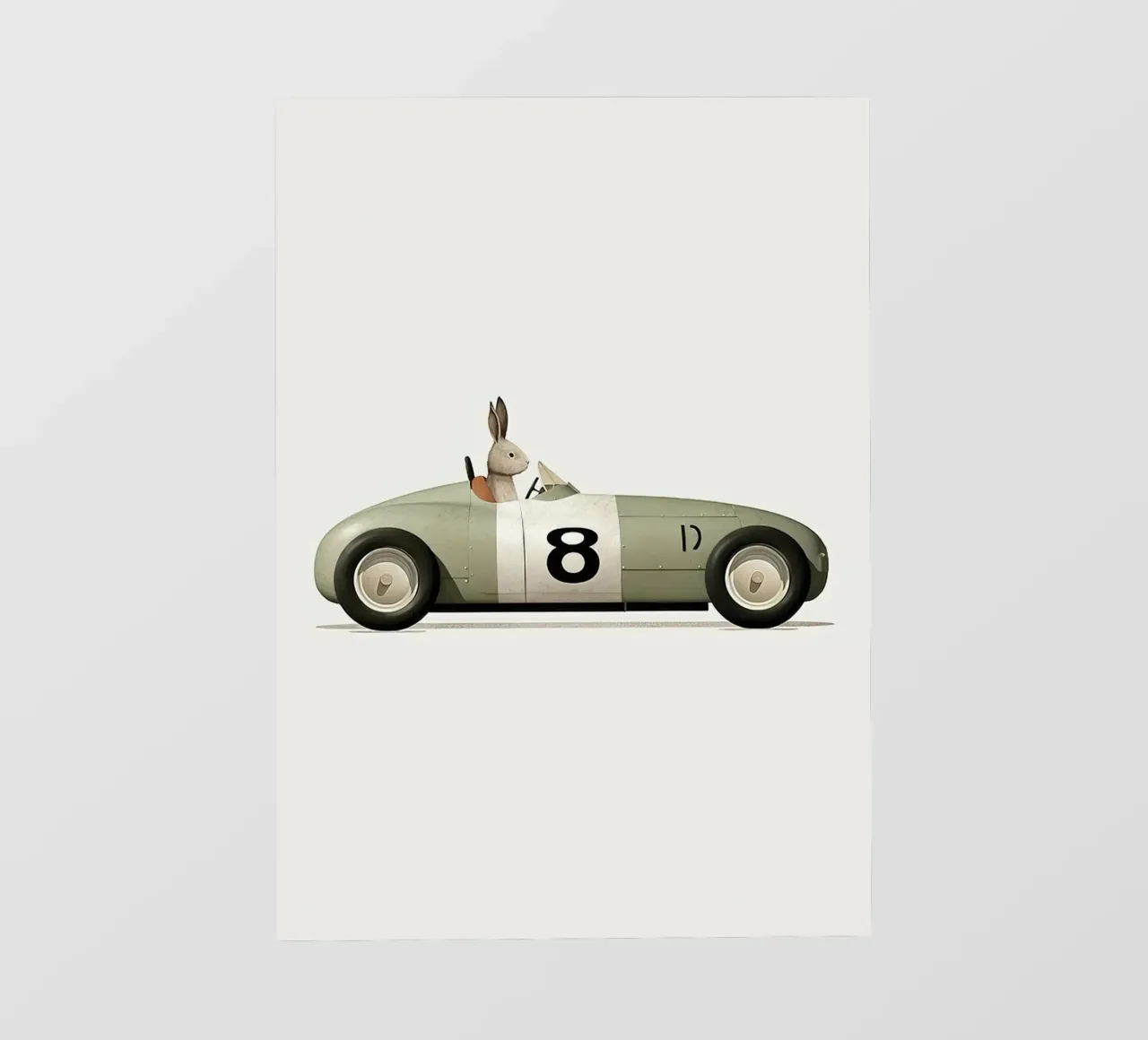 Coniglio in auto giocattolo telo in pvc da Emil Art Studio