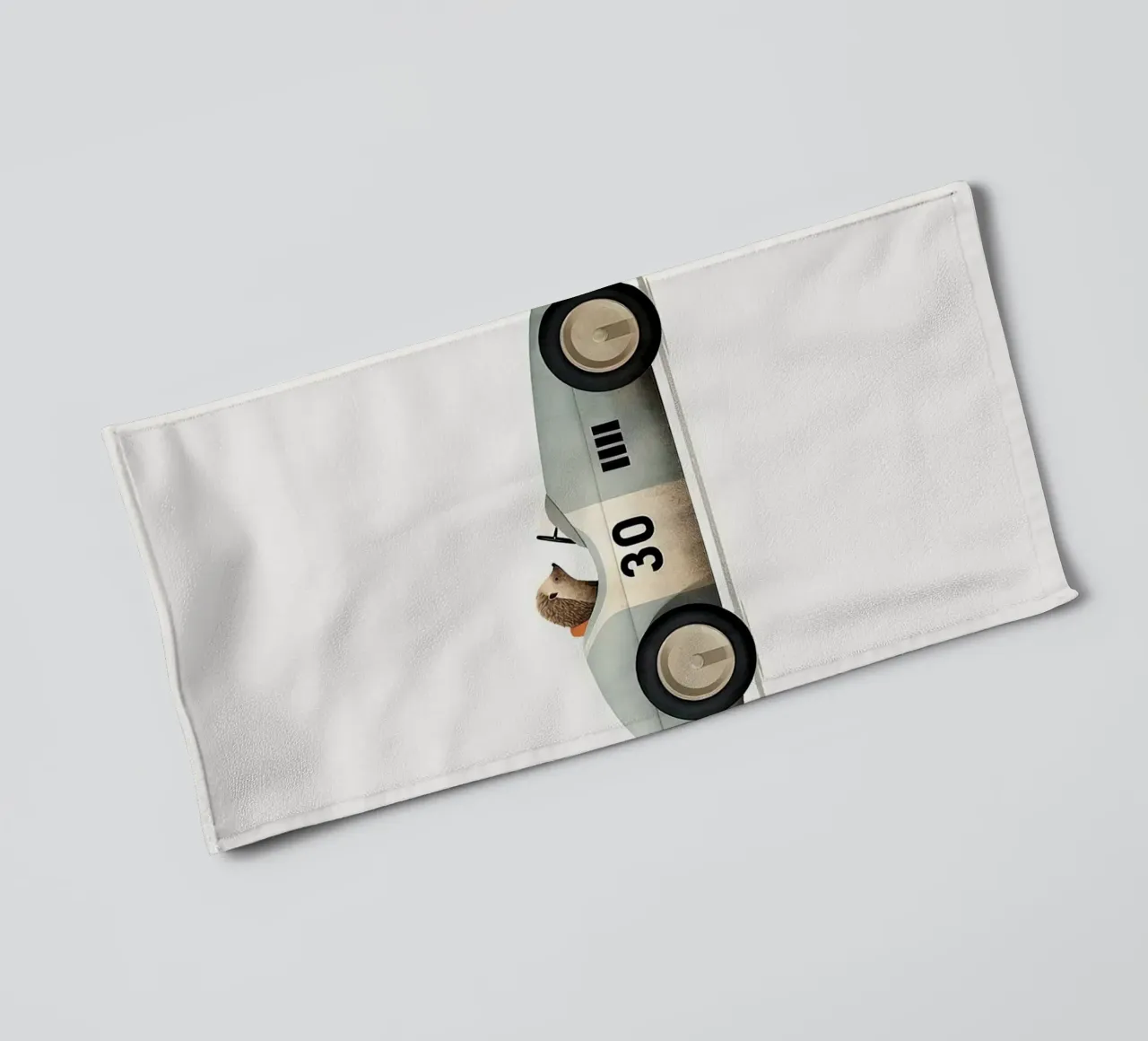 Hérisson dans une voiture jouet serviette de bain de Emil Art Studio