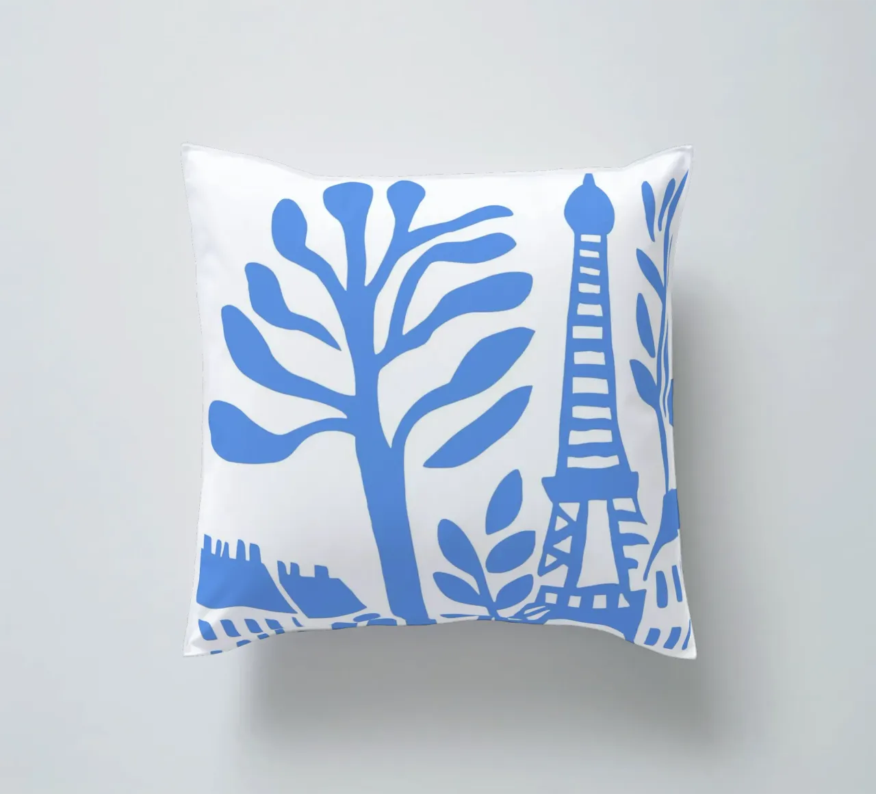 Parigi Torre Eiffel Poster Moderno Stencil Blu cuscino da Une Affaire de Filles