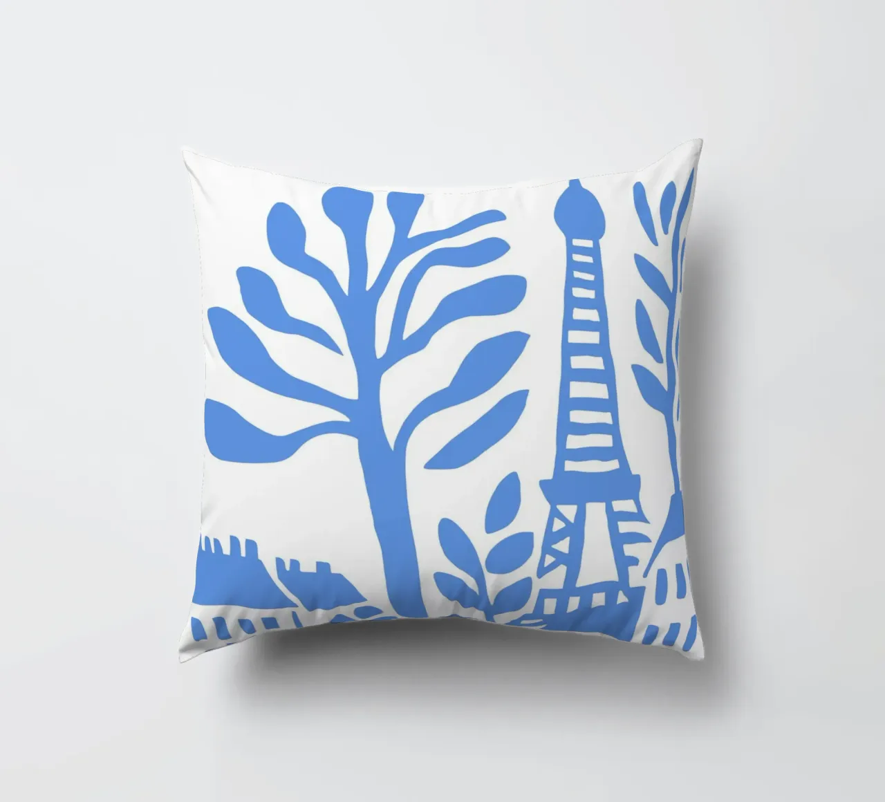 Parigi Torre Eiffel Poster Moderno Stencil Blu cuscino da Une Affaire de Filles