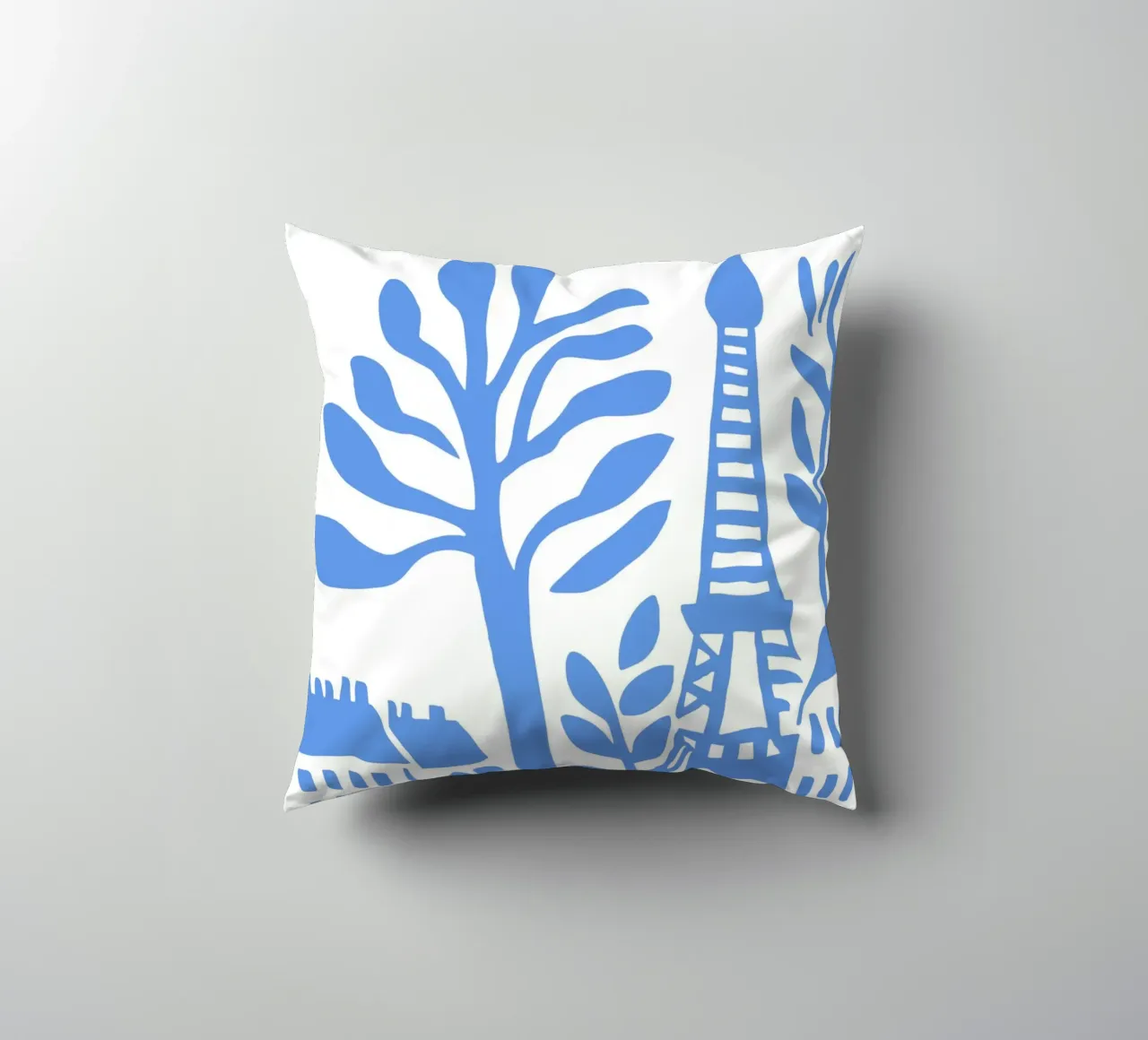 Parigi Torre Eiffel Poster Moderno Stencil Blu cuscino da Une Affaire de Filles