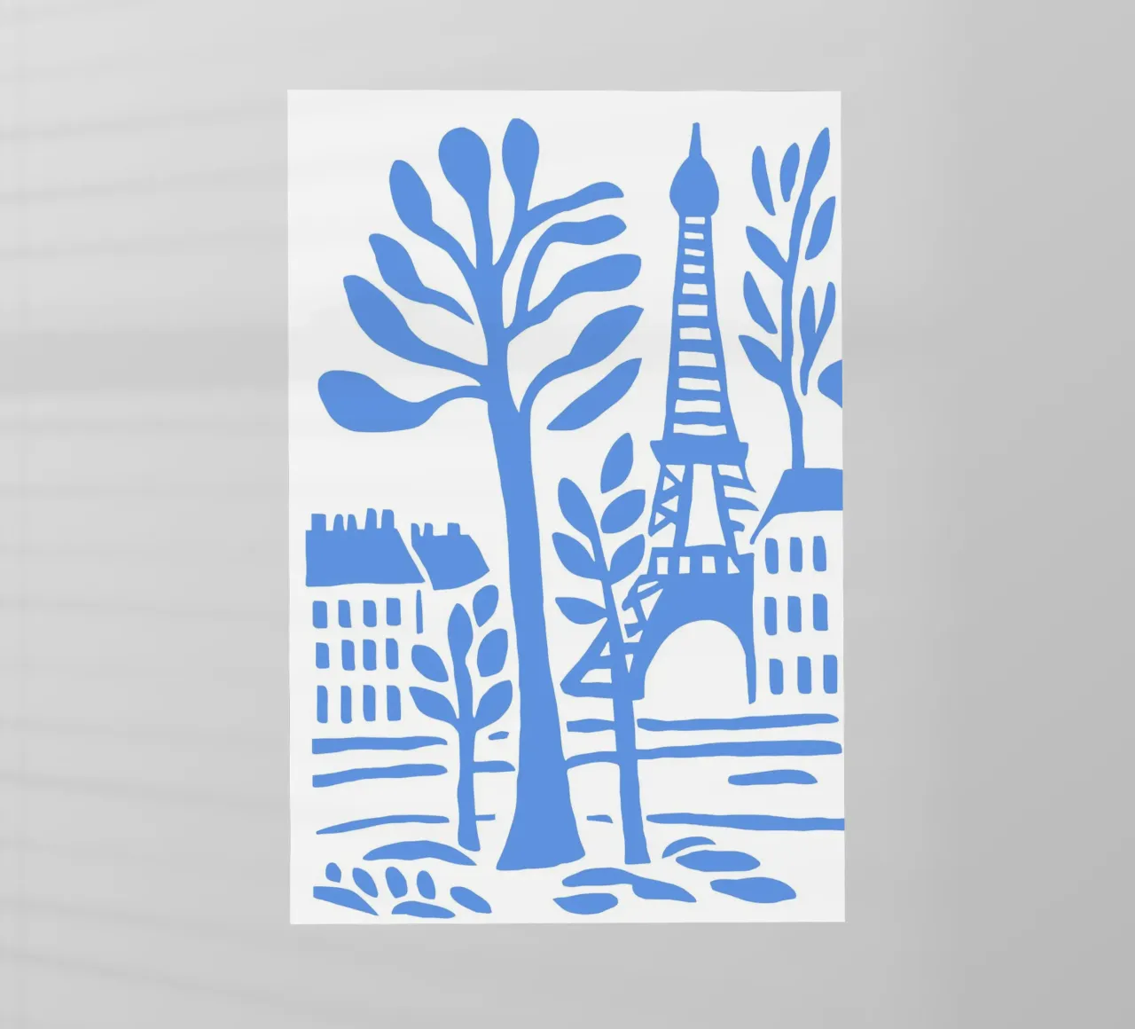 Parigi Torre Eiffel Poster Moderno Stencil Blu pellicola backlit da Une Affaire de Filles