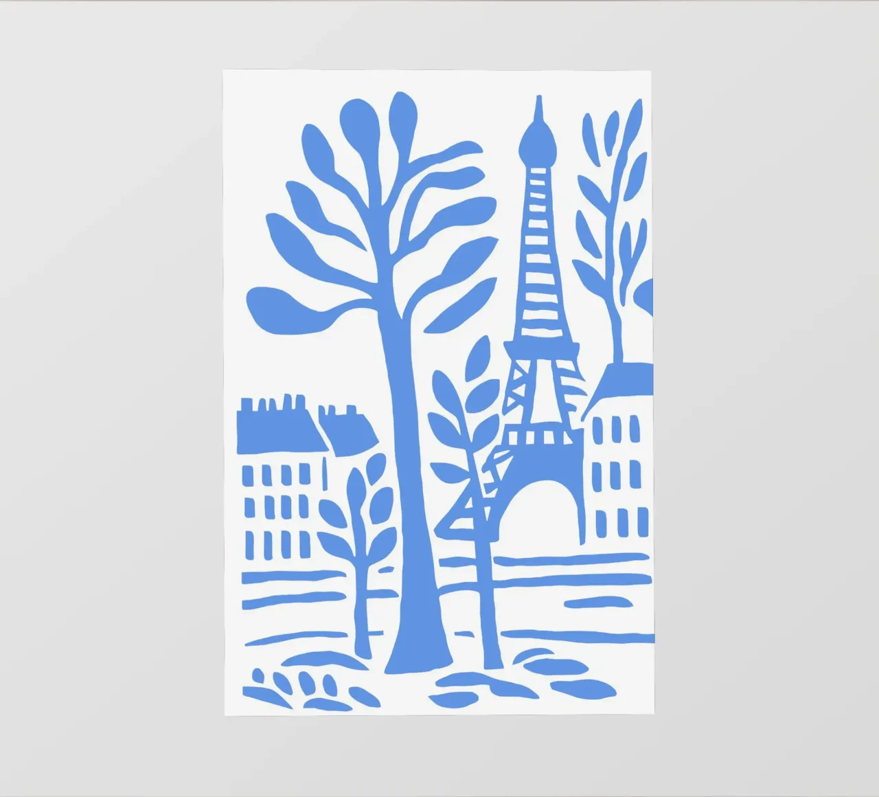 Parigi Torre Eiffel Poster Moderno Stencil Blu telo in pvc da Une Affaire de Filles