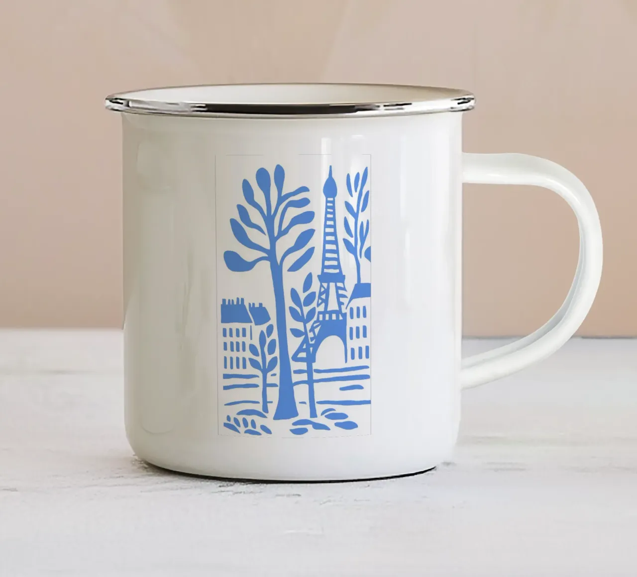 Parigi Torre Eiffel Poster Moderno Stencil Blu tazza in smalto da Une Affaire de Filles