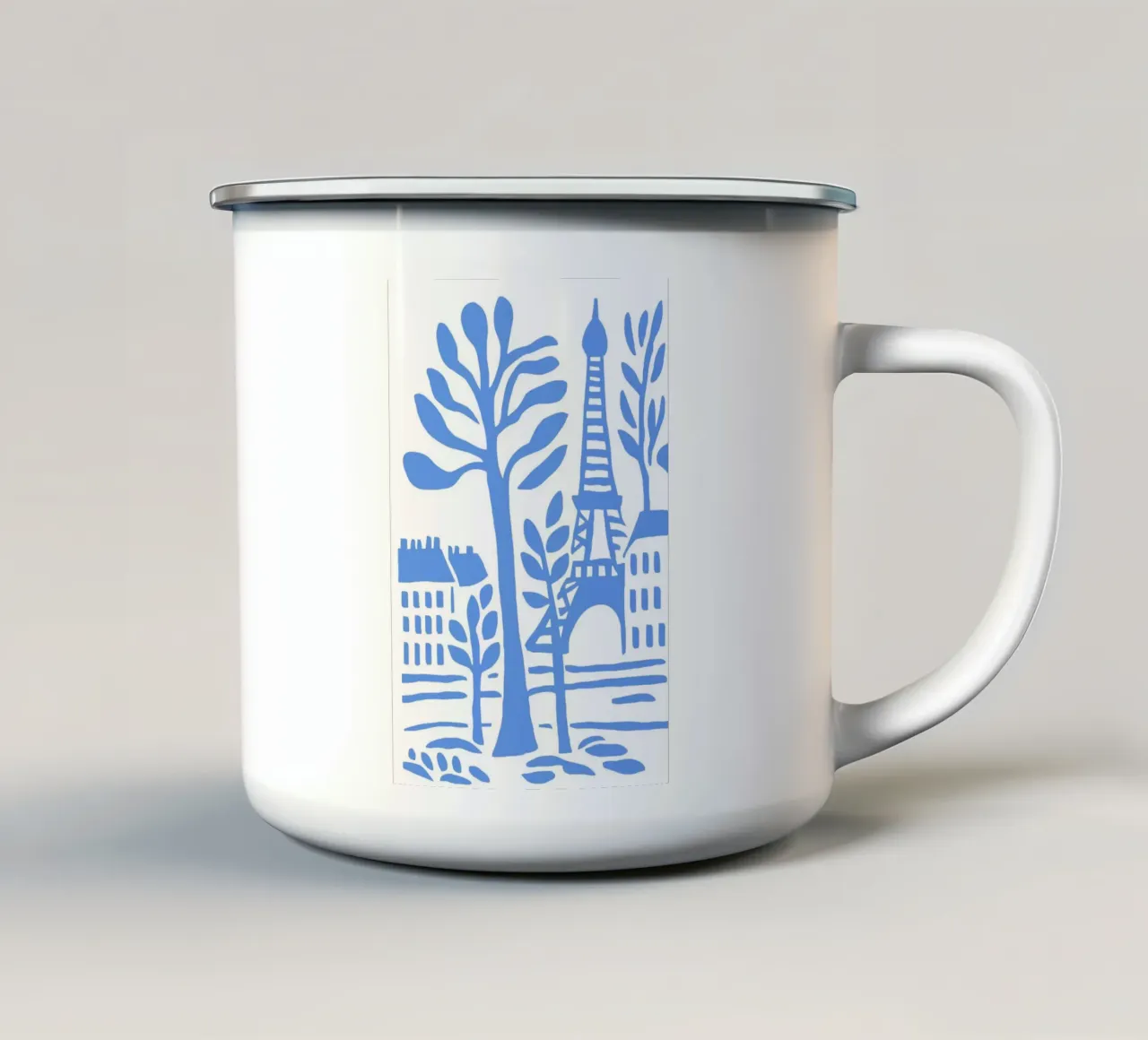 Parigi Torre Eiffel Poster Moderno Stencil Blu tazza in smalto da Une Affaire de Filles
