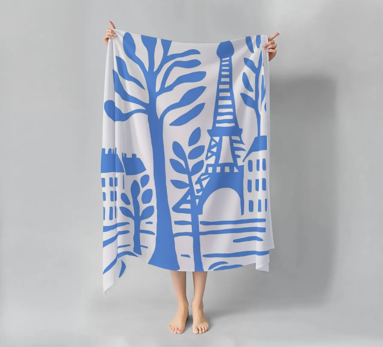 Parigi Torre Eiffel Poster Moderno Stencil Blu telo mare da Une Affaire de Filles