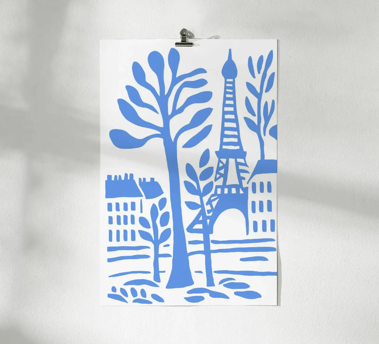 Parigi Torre Eiffel Poster Moderno Stencil Blu carta hahnemühle da Une Affaire de Filles