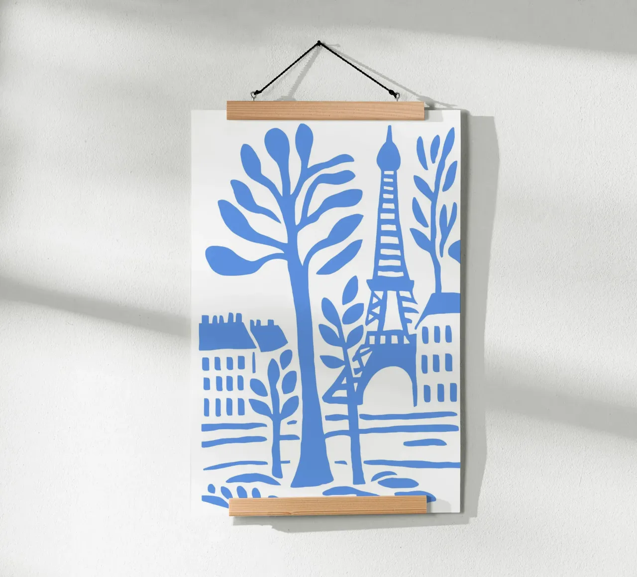 Parigi Torre Eiffel Poster Moderno Stencil Blu carta hahnemühle da Une Affaire de Filles