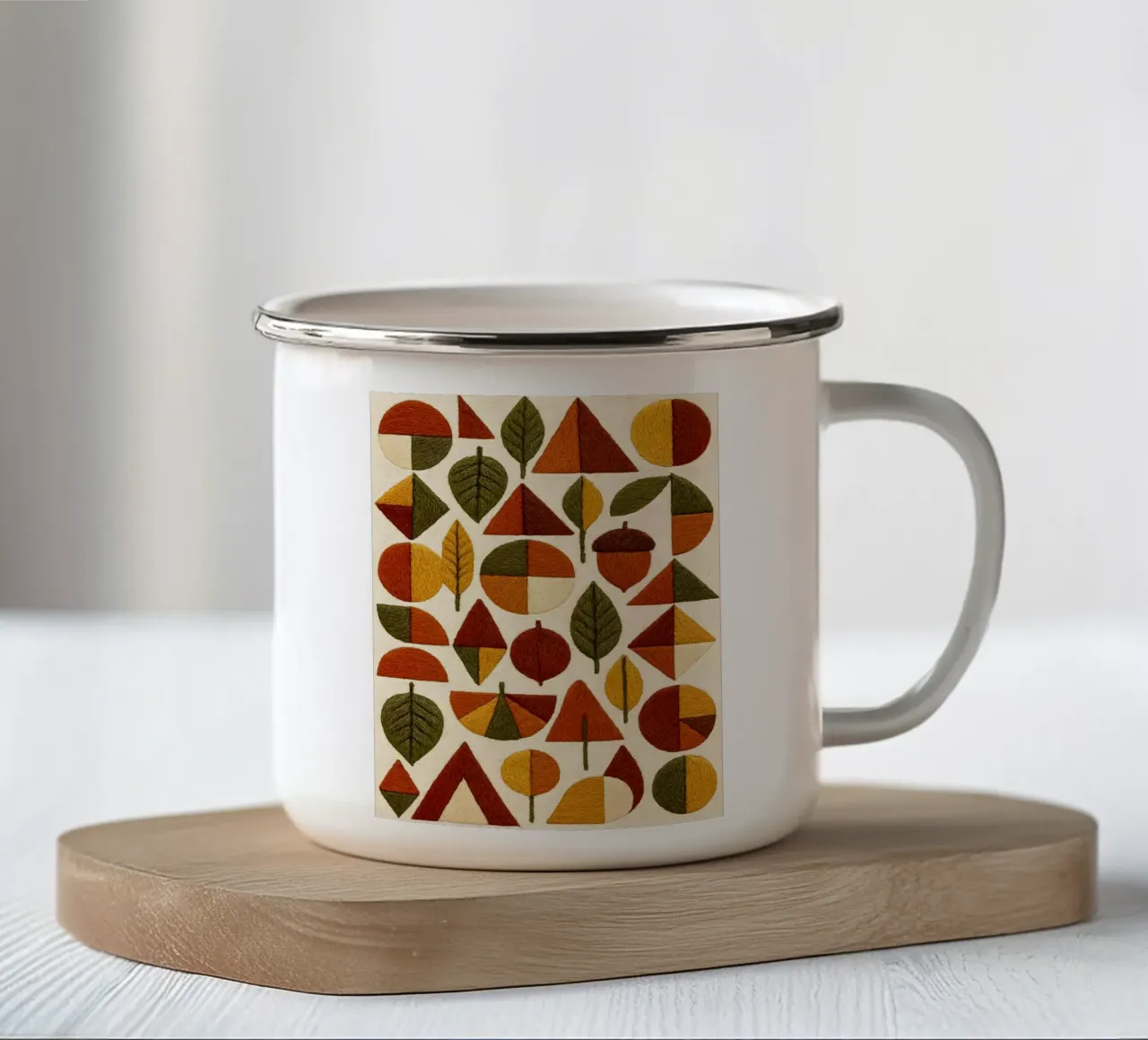 Stile di ricamo autunnale di metà secolo tazza in smalto da ARTOMATIC